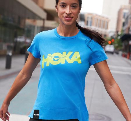 Hoka One One Brand Tee - Top Mulher Azuis | PT-LdPI4tT